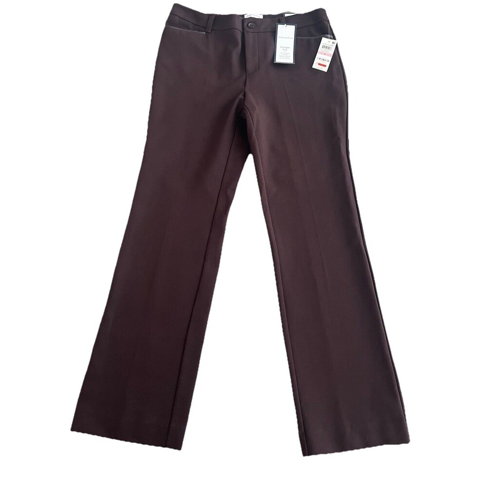 Charter Club Brown Straight Leg Pants Women’s 10 NWT Stretch